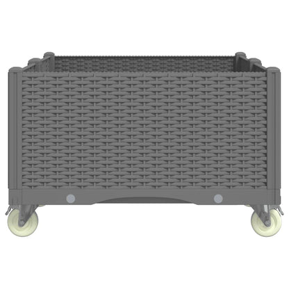 vidaXL Pflanzkasten mit Rollen Hellgrau 100x80x54 cm PP