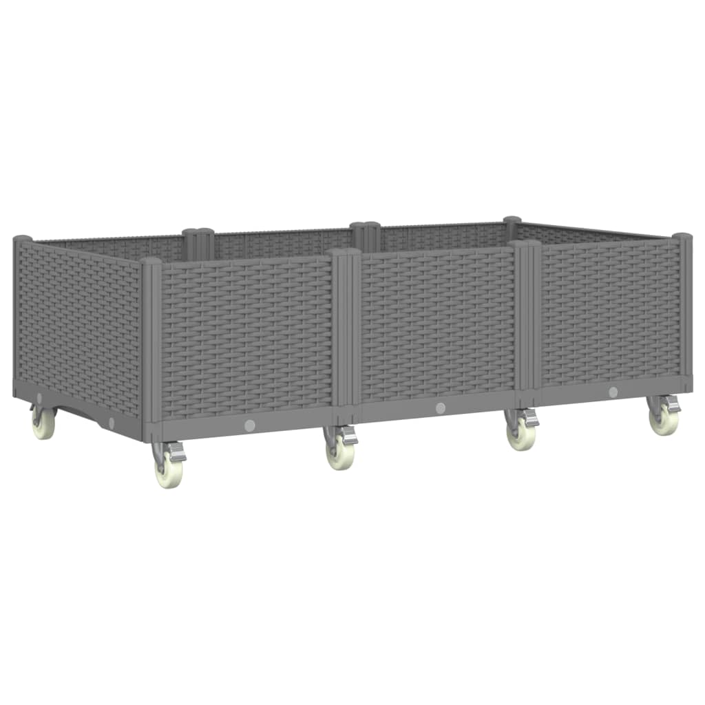 vidaXL Pflanzkasten mit Rollen Hellgrau 150x80x54 cm PP