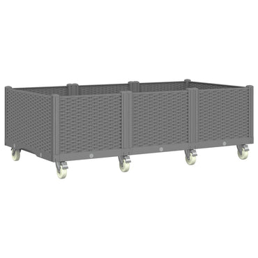 vidaXL Pflanzkasten mit Rollen Hellgrau 150x80x54 cm PP