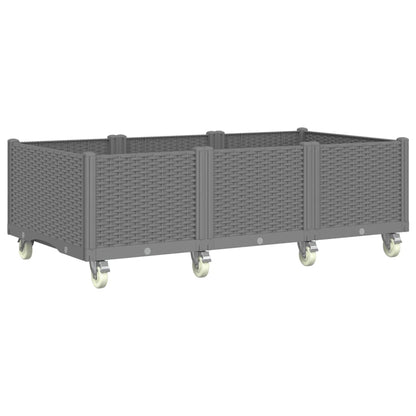 vidaXL Pflanzkasten mit Rollen Hellgrau 150x80x54 cm PP