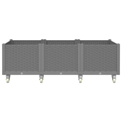 vidaXL Pflanzkasten mit Rollen Hellgrau 150x80x54 cm PP