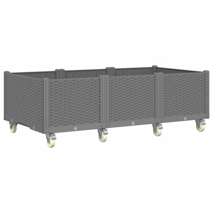 vidaXL Pflanzkasten mit Rollen Hellgrau 150x80x54 cm PP