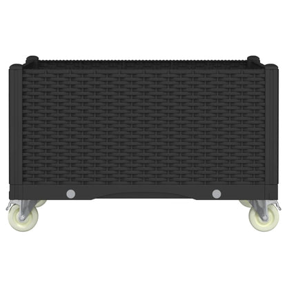vidaXL Pflanzkasten mit Rollen Schwarz 80x50x54 cm PP