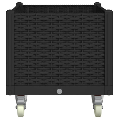 vidaXL Pflanzkasten mit Rollen Schwarz 80x50x54 cm PP