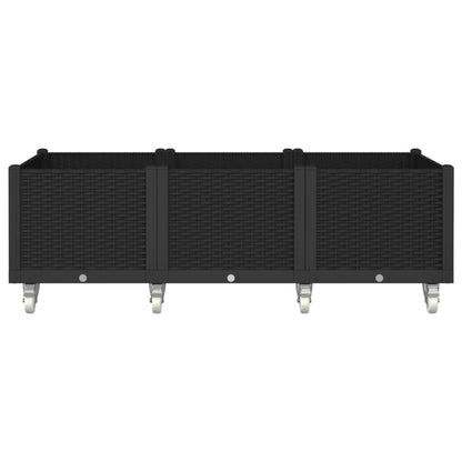 vidaXL Pflanzkasten mit Rollen Schwarz 150x80x54 cm PP
