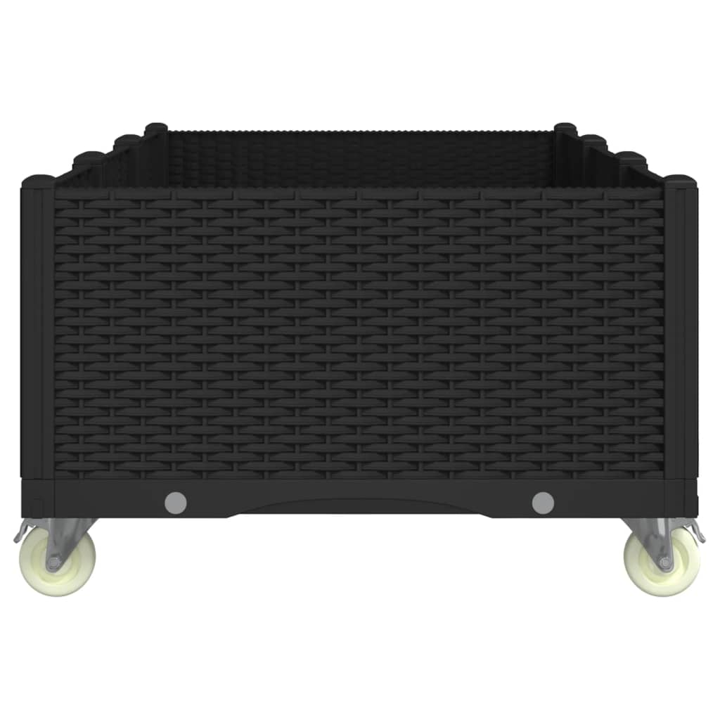 vidaXL Pflanzkasten mit Rollen Schwarz 150x80x54 cm PP