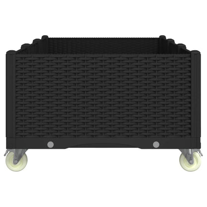 vidaXL Pflanzkasten mit Rollen Schwarz 150x80x54 cm PP