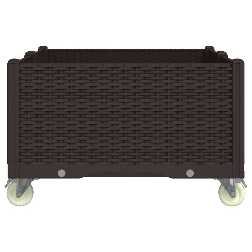 vidaXL Pflanzkasten mit Rollen Braun 100x80x54 cm PP