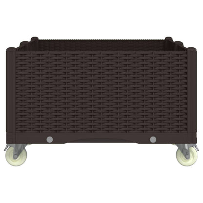 vidaXL Pflanzkasten mit Rollen Braun 100x80x54 cm PP
