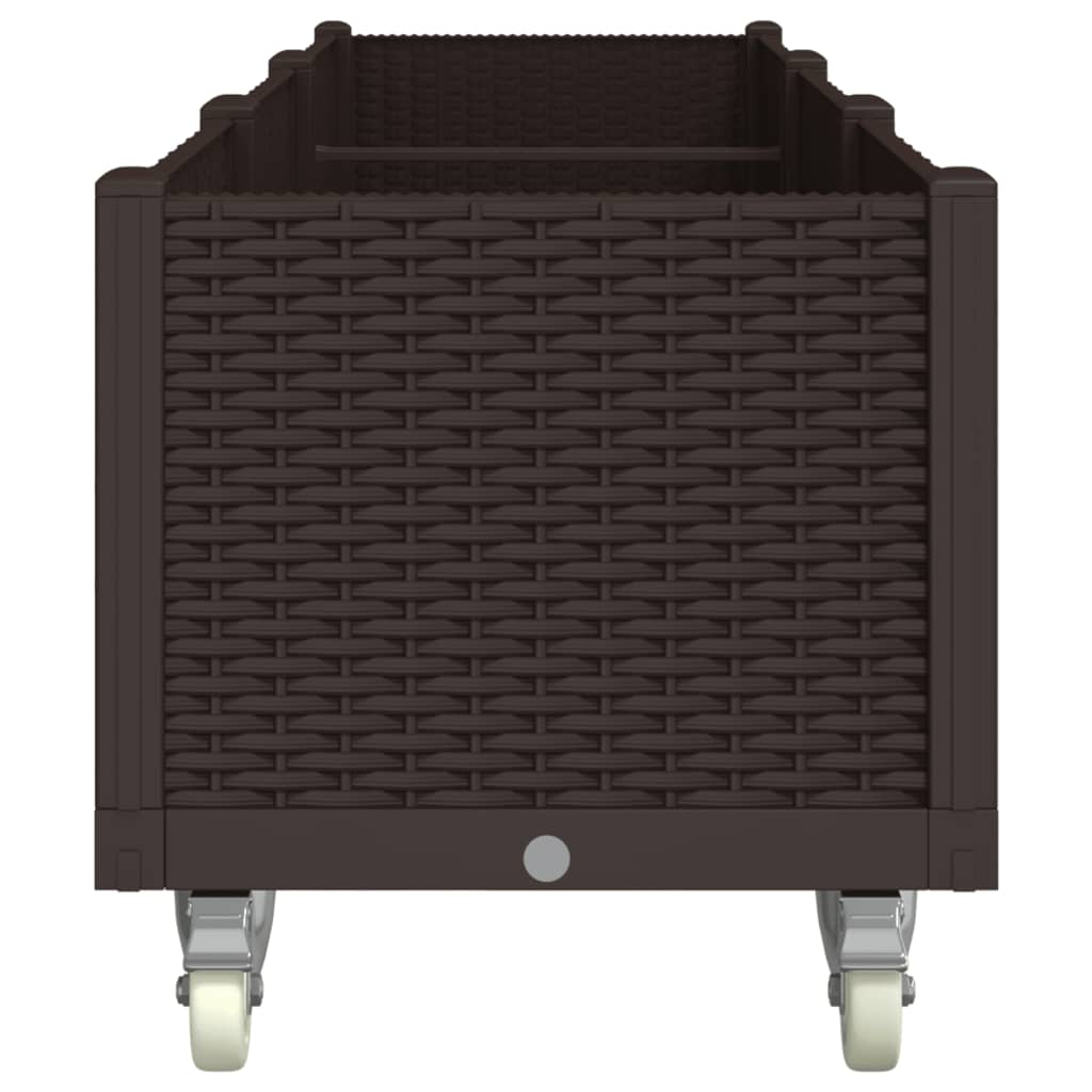 vidaXL Pflanzkasten mit Rollen Braun 240x50x54 cm PP