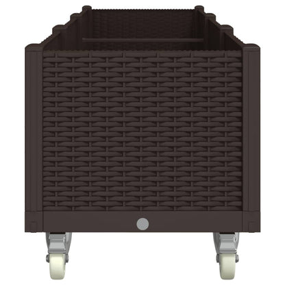 vidaXL Pflanzkasten mit Rollen Braun 240x50x54 cm PP