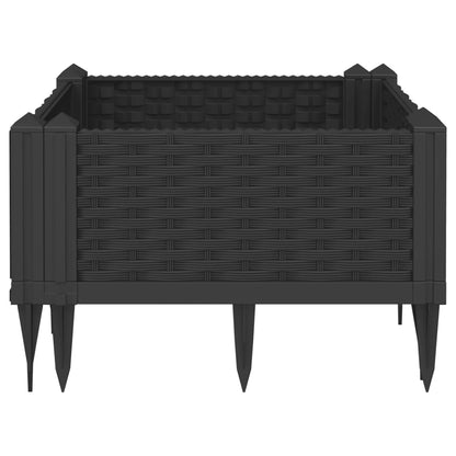 vidaXL Pflanzkasten mit Erdspießen Schwarz 42,5x42,5x28,5 cm PP