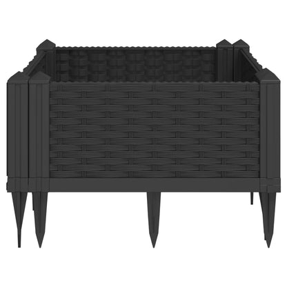 vidaXL Pflanzkasten mit Erdspießen Schwarz 42,5x42,5x28,5 cm PP