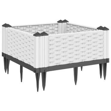 vidaXL Pflanzkasten mit Erdspießen Weiß 42,5x42,5x28,5 cm PP