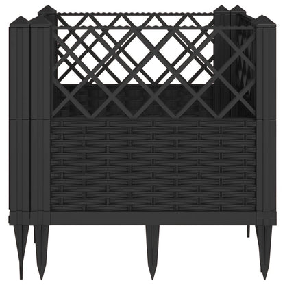 vidaXL Pflanzkasten mit Erdspießen Schwarz 43,5x43,5x43,5 cm PP