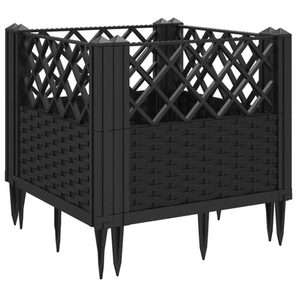 vidaXL Pflanzkasten mit Erdspießen Schwarz 43,5x43,5x43,5 cm PP