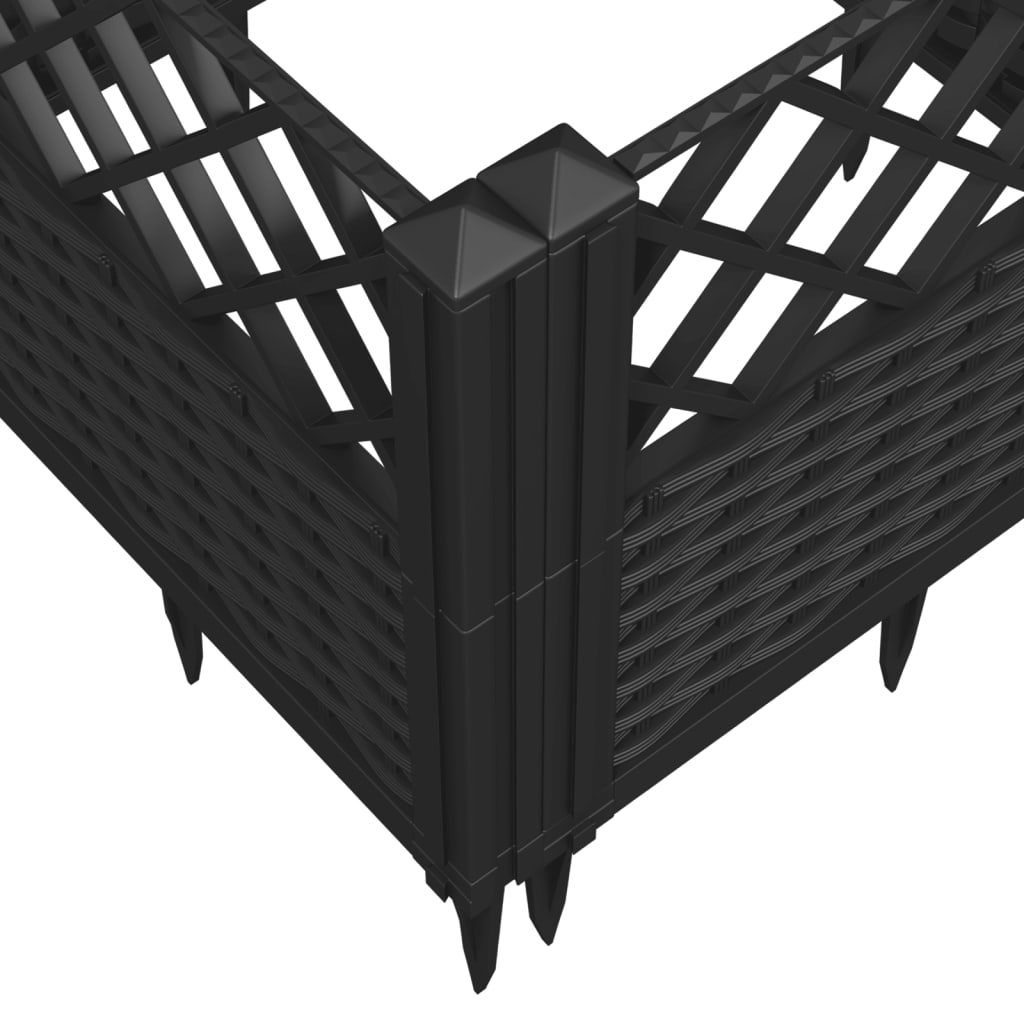 vidaXL Pflanzkasten mit Erdspießen Schwarz 43,5x43,5x43,5 cm PP