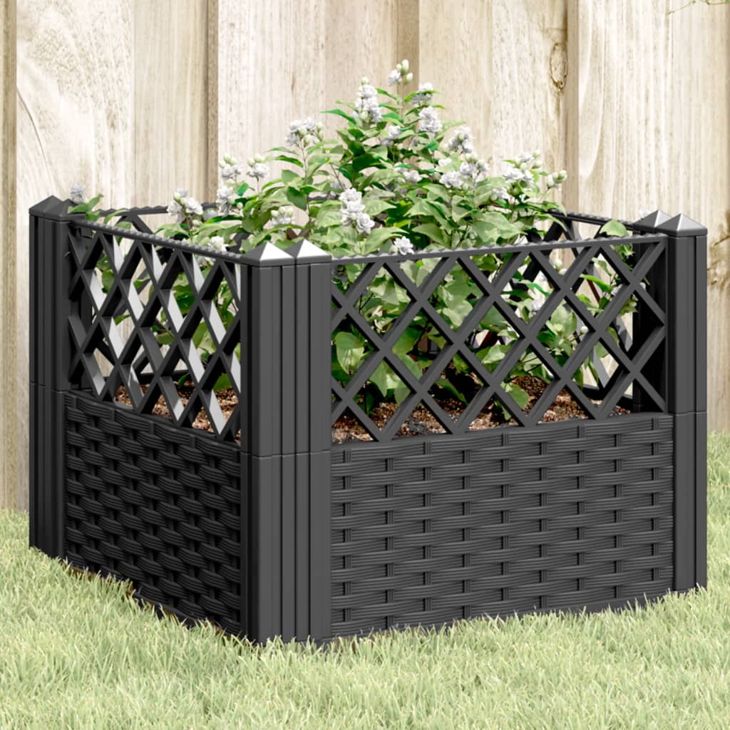 vidaXL Pflanzkasten mit Erdspießen Schwarz 43,5x43,5x43,5 cm PP