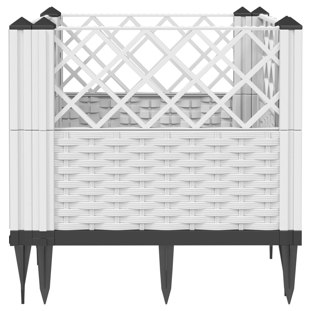 vidaXL Pflanzkasten mit Erdspießen Weiß 43,5x43,5x43,5 cm PP