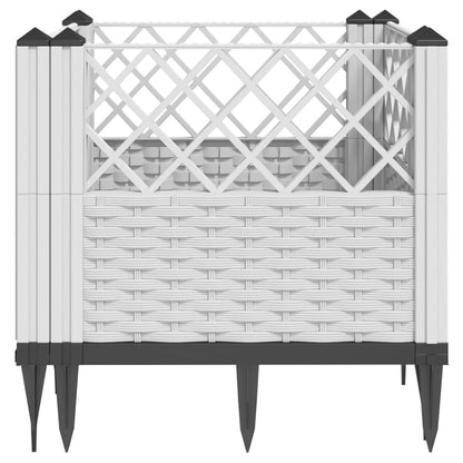 vidaXL Pflanzkasten mit Erdspießen Weiß 43,5x43,5x43,5 cm PP