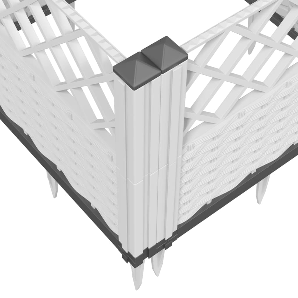 vidaXL Pflanzkasten mit Erdspießen Weiß 43,5x43,5x43,5 cm PP