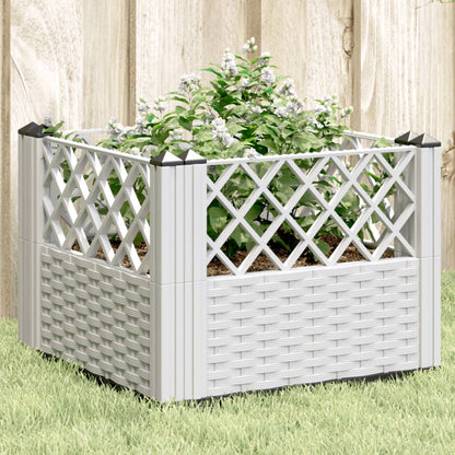 vidaXL Pflanzkasten mit Erdspießen Weiß 43,5x43,5x43,5 cm PP