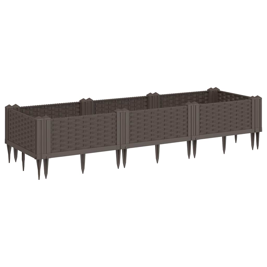 vidaXL Pflanzkasten mit Erdspießen Braun 125x40x28,5 cm PP