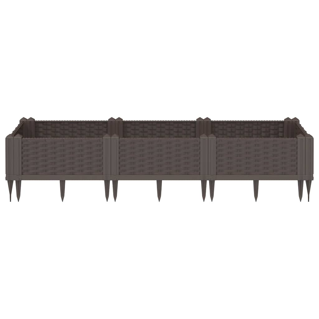 vidaXL Pflanzkasten mit Erdspießen Braun 125x40x28,5 cm PP