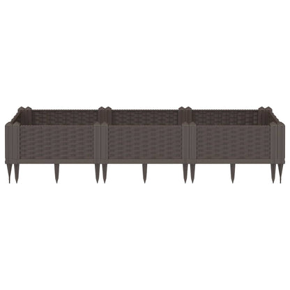 vidaXL Pflanzkasten mit Erdspießen Braun 125x40x28,5 cm PP