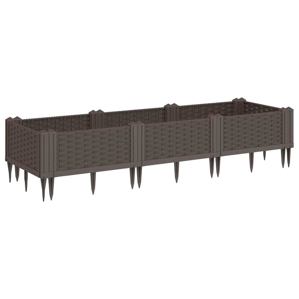 vidaXL Pflanzkasten mit Erdspießen Braun 125x40x28,5 cm PP