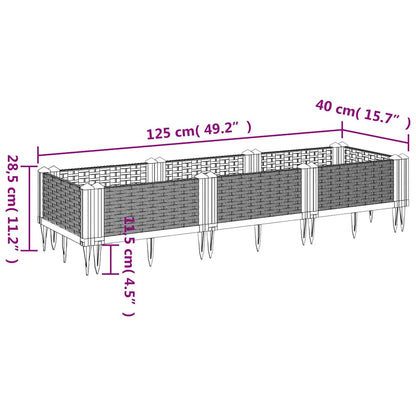 vidaXL Pflanzkasten mit Erdspießen Braun 125x40x28,5 cm PP