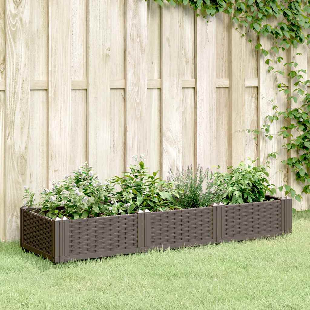 vidaXL Pflanzkasten mit Erdspießen Braun 125x40x28,5 cm PP