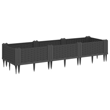 vidaXL Pflanzkasten mit Erdspießen Schwarz 125x40x28,5 cm PP