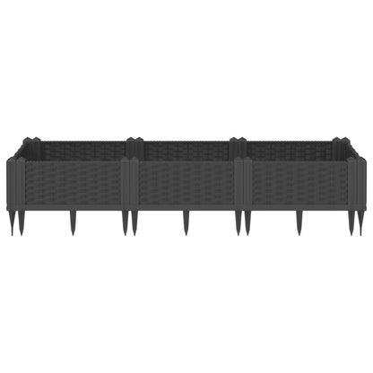 vidaXL Pflanzkasten mit Erdspießen Schwarz 125x40x28,5 cm PP