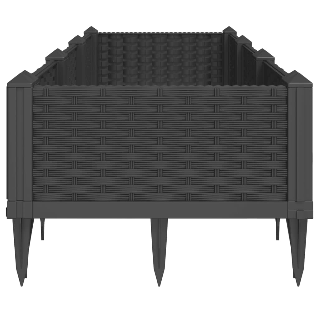 vidaXL Pflanzkasten mit Erdspießen Schwarz 125x40x28,5 cm PP