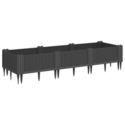vidaXL Pflanzkasten mit Erdspießen Schwarz 125x40x28,5 cm PP