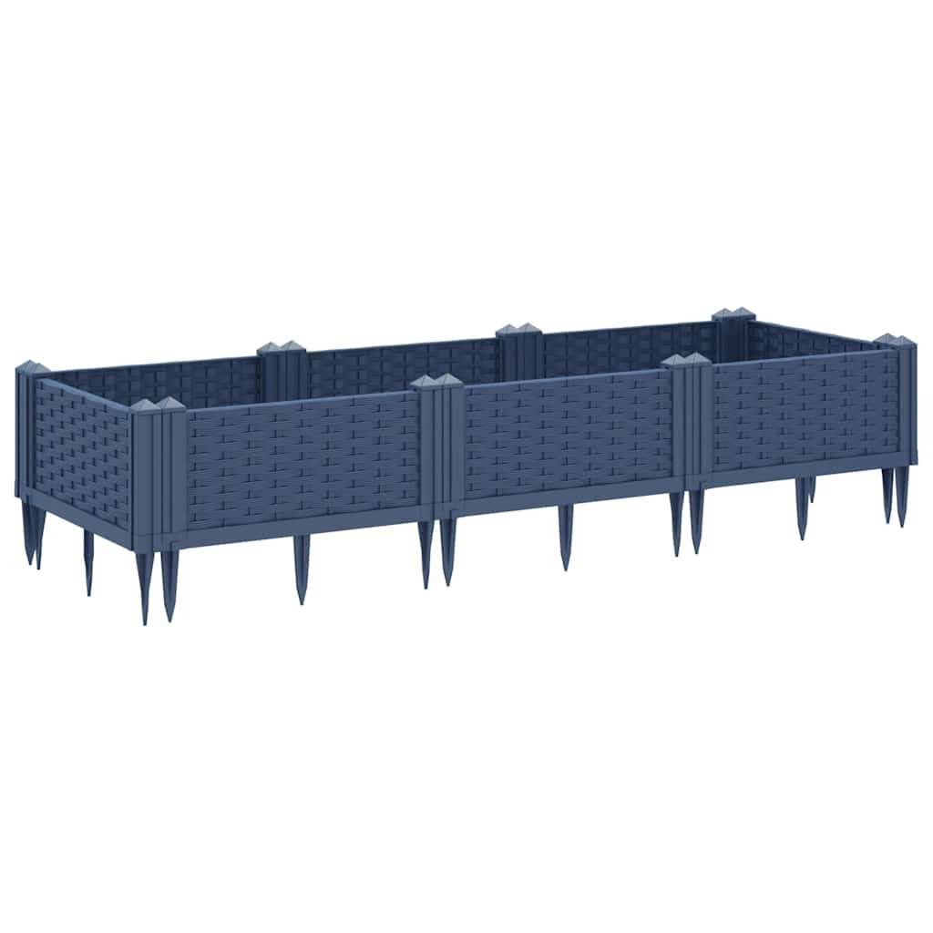vidaXL Pflanzkasten mit Erdspießen Blaugrau 125x40x28,5 cm PP
