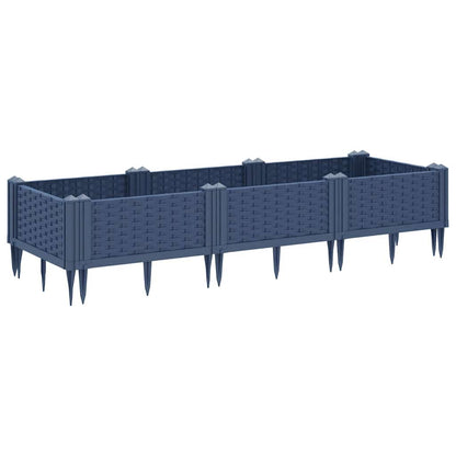 vidaXL Pflanzkasten mit Erdspießen Blaugrau 125x40x28,5 cm PP