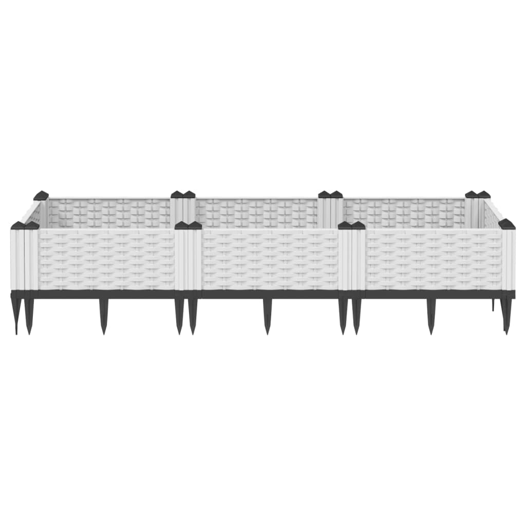vidaXL Pflanzkasten mit Erdspießen Weiß 125x40x28,5 cm PP