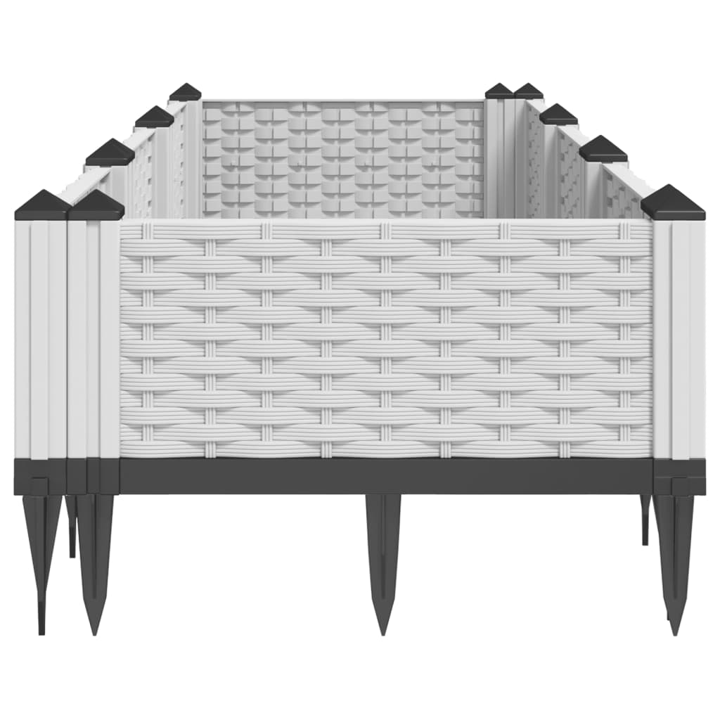 vidaXL Pflanzkasten mit Erdspießen Weiß 125x40x28,5 cm PP