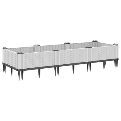 vidaXL Pflanzkasten mit Erdspießen Weiß 125x40x28,5 cm PP