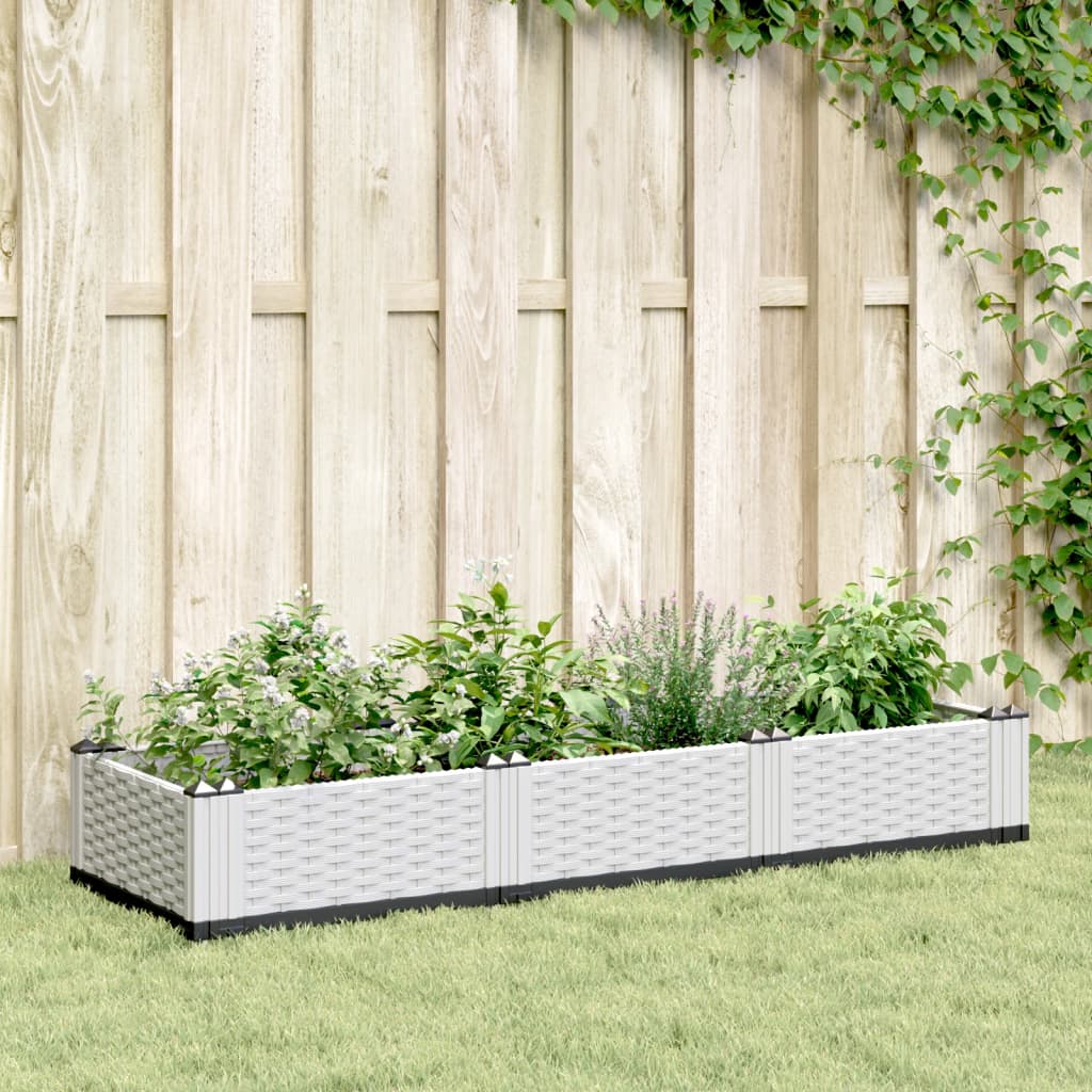 vidaXL Pflanzkasten mit Erdspießen Weiß 125x40x28,5 cm PP