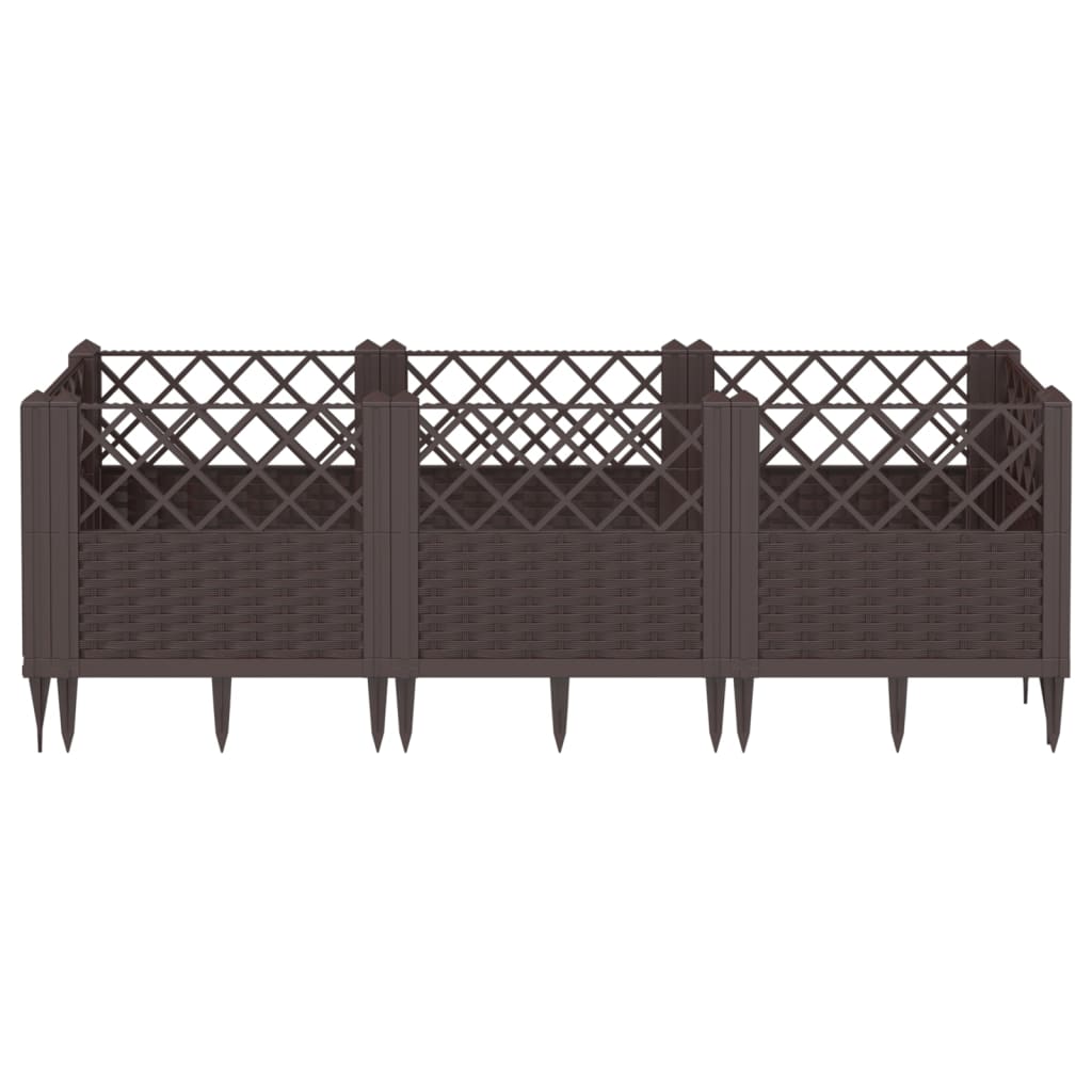 vidaXL Pflanzkasten mit Erdspießen Braun 123,5x43,5x43,5 cm PP