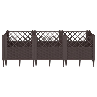 vidaXL Pflanzkasten mit Erdspießen Braun 123,5x43,5x43,5 cm PP