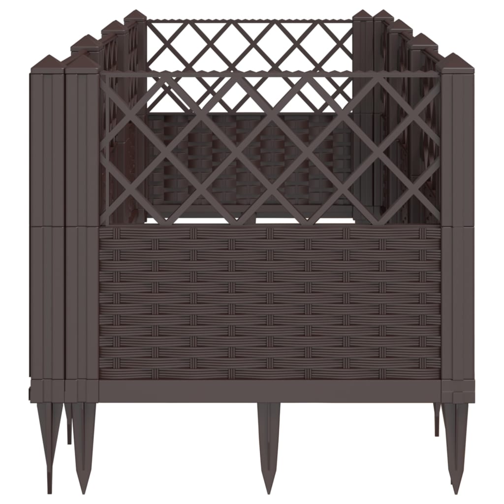 vidaXL Pflanzkasten mit Erdspießen Braun 123,5x43,5x43,5 cm PP