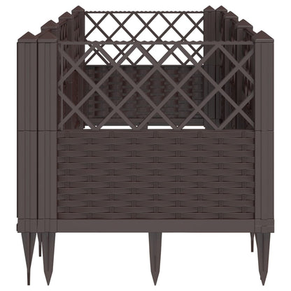 vidaXL Pflanzkasten mit Erdspießen Braun 123,5x43,5x43,5 cm PP