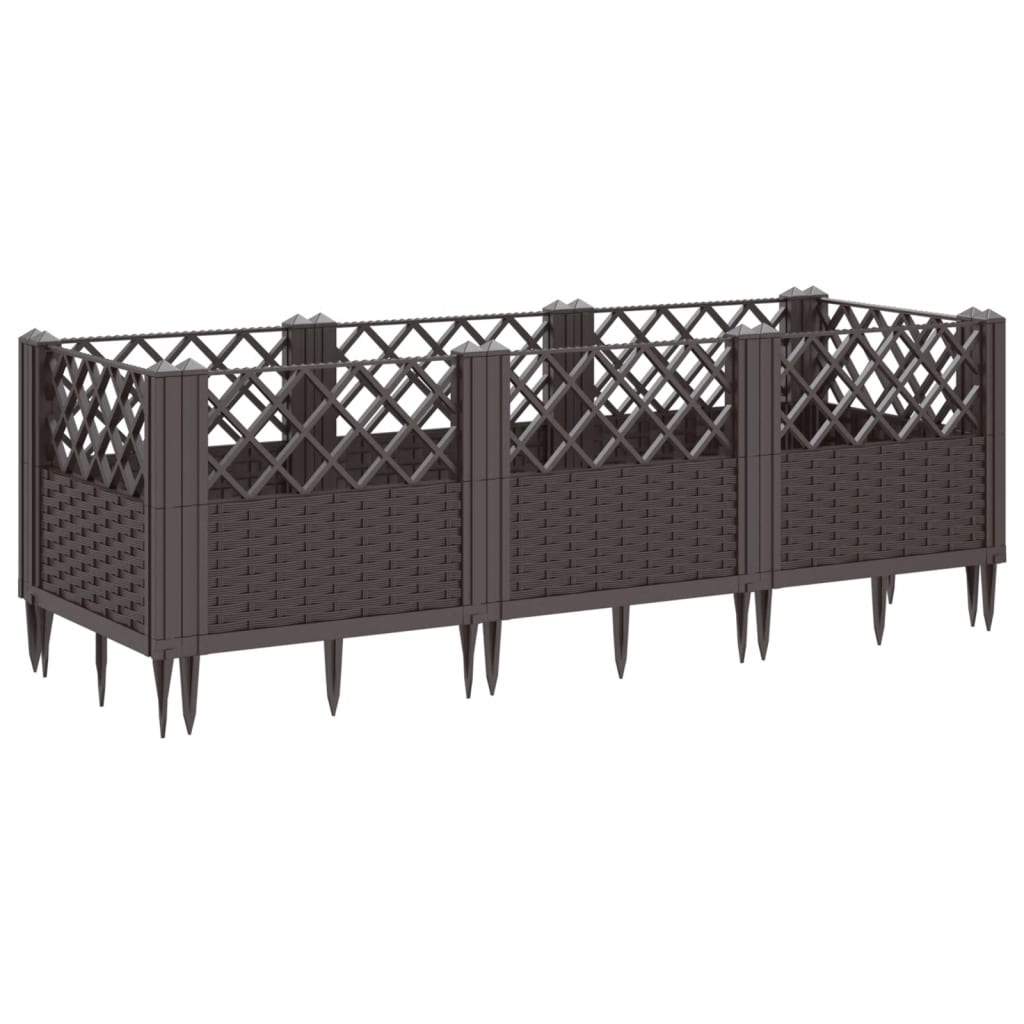 vidaXL Pflanzkasten mit Erdspießen Braun 123,5x43,5x43,5 cm PP