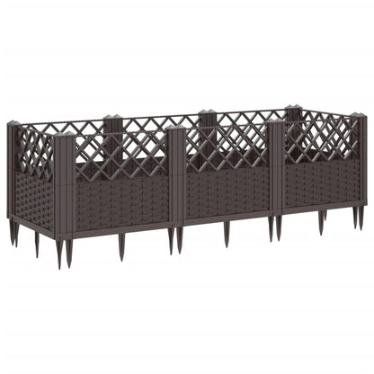 vidaXL Pflanzkasten mit Erdspießen Braun 123,5x43,5x43,5 cm PP