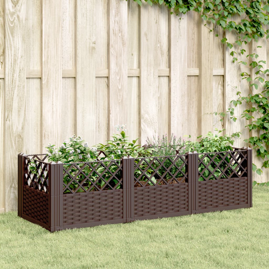 vidaXL Pflanzkasten mit Erdspießen Braun 123,5x43,5x43,5 cm PP