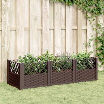 vidaXL Pflanzkasten mit Erdspießen Braun 123,5x43,5x43,5 cm PP